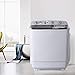 KUPPET Portable Compact Mini Washing Machine,Twin Tub 26.4 lbs Capacity,Washer(17.6lbs)&Spiner(8.8lbs),Built-in Drain Pump,Semi-Automatic，For Dorms, Camping, Apartments, RV’s, and more(White&Bule)