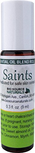 Saints Essential Oil Blend Roll On 0.3 oz (9 ml) to Access Non Physical Guides with essential oils of Cinnamon Bark, Frankincense, Allspice, Myrrh, Anise
