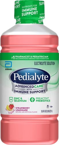 PEDIALYTE ADVANCEDCARE ELECTROLYTE SOLUTION, QUICKLY REPLACES FLUIDS, ZINC, AND ELECTROLYTES TO PREVENT DEHYDRATION, PLUS PREBIOTICS TO HELP PROMOTE DIGESTIVE HEALTH, 1 LITER, STRAWBERRY LEMONADE