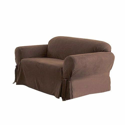 Buy Soft Micro Suede Solid Chocolate Brown Loveseat Cover Slipcover