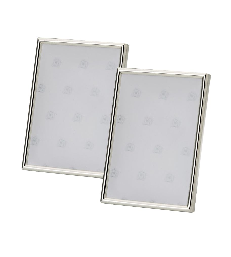 your castle Set of 2 Rectangle Thin Smooth 5x8cm Silver Tarnish Resistant Photo Frames — image 1