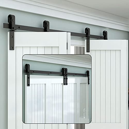 LTIYITL 6ft BiFolding Sliding Barn Door Hardware,Smoothly and Quietly