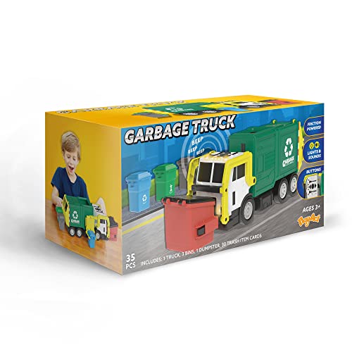 JOYIN Toys for 3+ Yesrs Old Boys, 16" Large Garbage Truck Toy, Friction Powered Waste Management