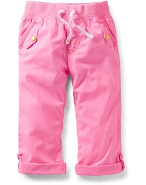 Baby Girl Woven Roll-Cuff Beach Pant Pink