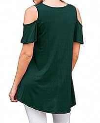 Afibi Women's Casual Short Sleeve Cold Shoulder