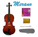 MERANO 4/4 (Full) Size Natural Acoustic Violin with Case and Bow+Free Rosin + Merano Brand E String