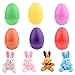 Totem World 12 Plush Bunny Filled 3'' Colorful Easter Eggs Basket Stuffers Plush Bunnies Plastic Easter Eggs Fillers Kids Party Favors Surprise Easter Eggs Hunt Games Supplies Birthday Gifts Toddler Girls Toys Goodies Bags