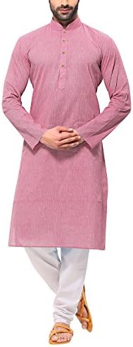 RG DESIGNERS Handloom Pink Kurta for Men