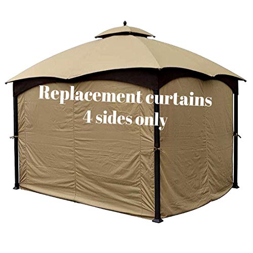 Alisun Universal 10 X 10 Gazebo Curtain Set For 4 Sides Brown