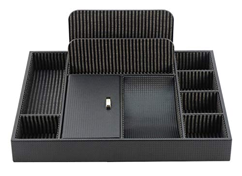 Massca PU Leather Box Valet Charging Station Multi-Device Office Desk Organizer. Perfect Nightstand Organizer Great for Your Wallet, Keys, Phones and Other Electronic Devices.Perfect Gift Idea. - Thumbnail 3