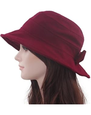 Women's Winter Bow-Knot Felt Wool Trilby Cloche Bucket Boonie Bush Bowler Hat