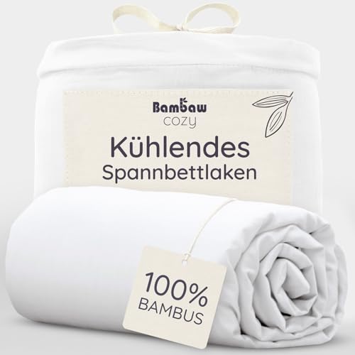 Bambaw Spannbettlaken 90x200cm Bambus, 35 cm Steghöhe, weiche und kühlende Bettwäsche Sommer, hautfreundliche Allergiker Bettlaken, nachhaltige Spannb