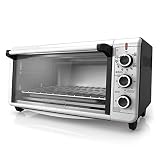 BLACK+DECKER TO3240XSBD 8-Slice Extra Wide Convection Countertop Toaster Oven, Includes Bake Pan, Broil Rack & Toasting Rack, Stainless Steel/Black Convection Toaster Oven