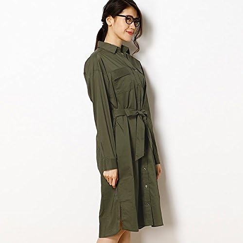 Amazon イーハイフンワールドギャラリー E Hyphen World Gallery ミリタリーマキシシャツワンピース 147カーキ F ワンピース チュニック 通販