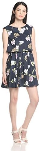 スパイラルガール Spiralgirl ボタニカルタックワンピース 15 ネイビー F ワンピース チュニック 通販 Amazon