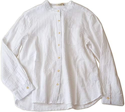 Amazon ディージーワイ D G Y ドビーシャツ ドビーストライプ柄シャツブラウス レディース 夏 長袖 バンドカラー 前開き シンプル 涼しい ナチュラル 大人カジュアル M ホワイト 10 シャツ ブラウス 通販