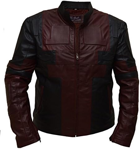 Deadpool Ryan Reynolds Red and Black Wade Wilson Waxed Mens Real Leather Jacket (X-Large, Real Leather)
