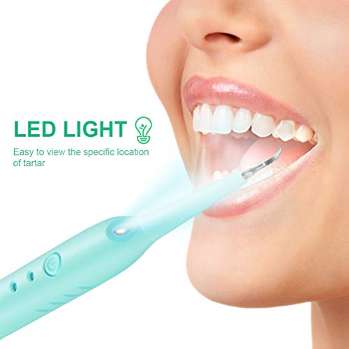 PRETTY SEE Electric Dental Calculus Remover Household Tartar Removal Tool Scraper Toothbrush Teeth Cleaning Tools with 3 Replaceable Cleaning Heads, Blue - Thumbnail 3