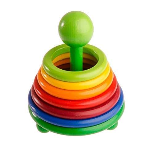 Toddler Spring Rainbow Ring Stacker Toy Wooden Toddler Toy