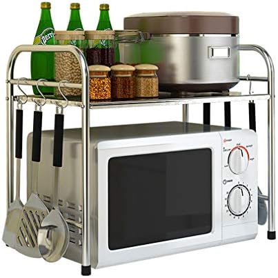 Single Layer Microwave Oven Rack with Hook Kitchen Counter and Cabinet Shelf(54.3/59.333.847cm) (Size : 59.333.847cm)