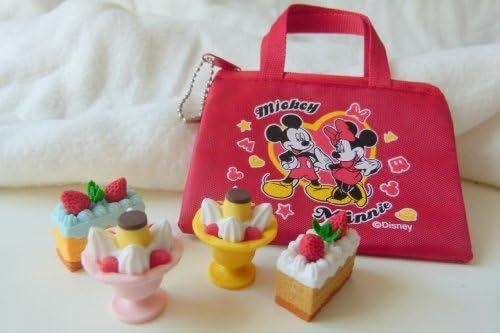Iwako Desserts - 2 colours pudding in cup and cake slice Japanese Erasers with Red Zipper Bag