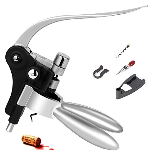 Rabbit Wine Bottle Opener-2019 Upgraded Rabbit Corkscrew Wine Opener Kit with Foil Cutter, Wine Stopper and Extra Spiral (Professional Version)