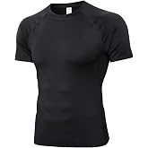 Mens Compression Shirt, Short Sleeve Athletic Compression Shirt Men, Cool Dry Workout Gym T Shirt, Undershirts Running Tops