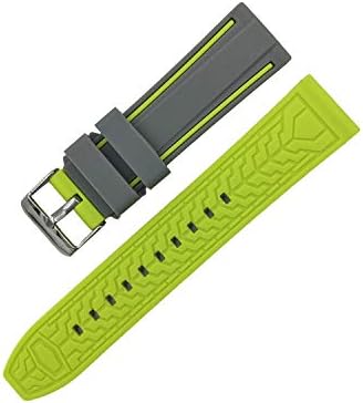 Soft Silicone Watchband 20mm 22mm 24mm 26mm Rubber Diving Waterproof Replacement Bracelet Band Strap Watch Accessories,Gray Lime,24mm