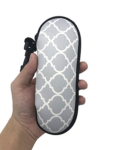 Wanty Portable Travel Zipper Soft Neoprene Safety Pouch Box Case for Sunglasses, Swimming glasses and Eyeglasses (Lantern gray)