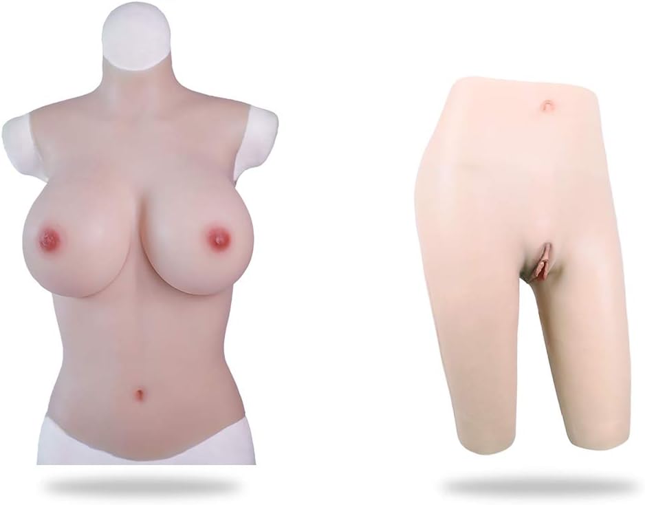 KUMIHO Silicone Breast Realistic Breasts & Fake Vaginal Soft Silicone Pants Realistic Skin Suit for Crossdresser Transgender 2nd Generation