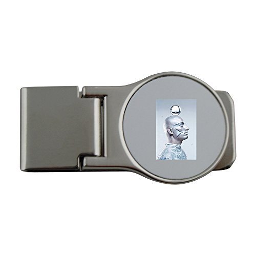 Metal money clip with Portrait of a Magician with Glass Ball in Stage Makeup and Costume