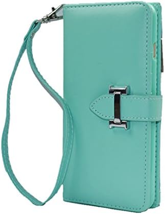 iPhone 8 Plus Wallet Case,iPhone 7 Plus Detachable Leather Case,HYJY Magnetic Slim Flip Folio Case With Card Slot Holder Strap Zipper Pocket Removed Back Cover For iPhone7 Plus/iPhone8 Plus (II-Blue)