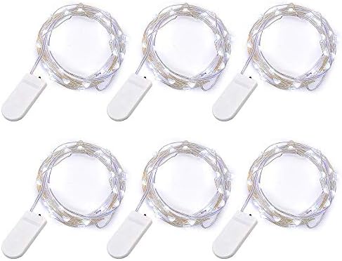TingMiao6 Pack LED Starry String Lights 7.2ft 20 LED, Fairy Lights Battery Powered Copper Wire Lights for DIY Christmas Decor Lights, Cool White