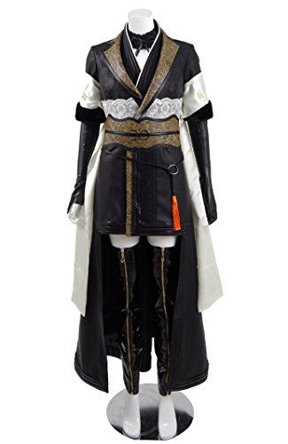 Women's Quality Black Costume Floral Notch Lapel Coat Cosplay Outfit