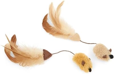 Petface Feather Tail Mice Plush Cat Toy Pack of 2 with Catnip