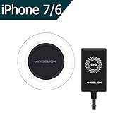 ANGELIOX Fast Wireless Charger Charging Pad with Qi iPhone Wireless Charging Receiver Patch for iPhone 7/7 Plus/6S Plus/6 Plus/6S/6/5S/5/5C/SE (Included A Qi Receiver)
