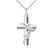 925 Sterling Silver Cubic Zirconia Faith Hope Love Cross Pendant Necklace for Women Christian Easter Gifts Jewelry, Box Chain 18 Inch (Cross1)
