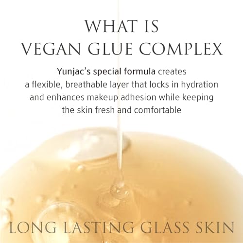 YUNJAC Base Prep Korean Primer (1.35 fl oz) – Silicone-Free Grip Makeup Base, Serum Texture for Radiant Skin, Long-Lasting Glow with Rice Ferment, Ceramide, Niacinamide, Squalane