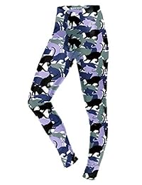 jescakoo Lady's impreso cintura ancha alta compresión entrenamiento Yoga Leggings