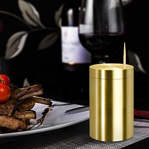 KClFSYMX Brass Toothpick Holder Dispenser, Modern Storage Holder with