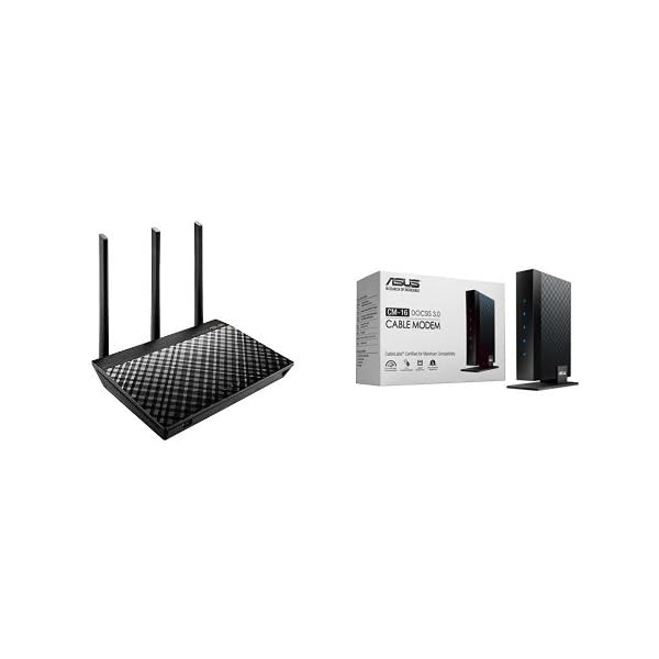 ASUS Dual-Band 3 x 3 AC1750 Wi-Fi 4-Port Gigabit Router (RT-AC66U_B1) and ASUS DOCSIS 3.0 High Speed 16 x 4 Cable Modem