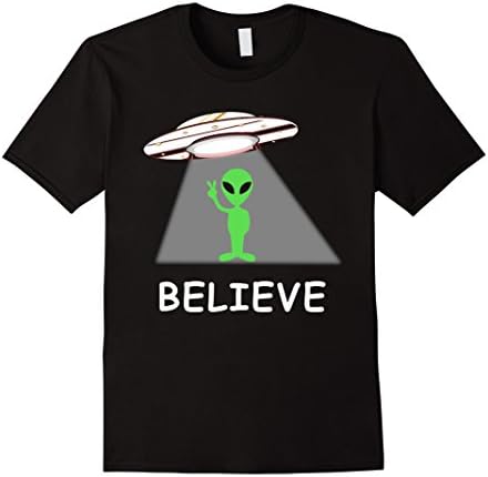 Mens I Believe Alien Shirt - New Cool UFO T-Shirt XL Black