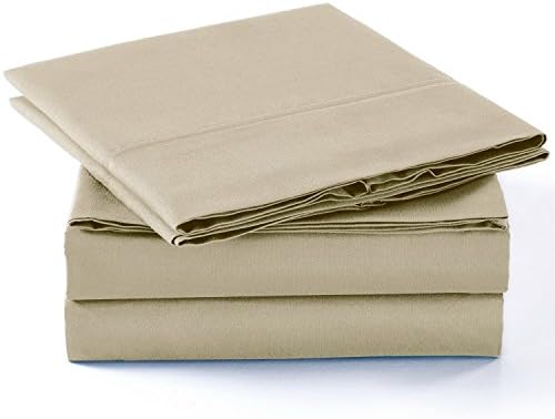 Luxury Comfort 2800 Series Wrinkle &amp; Fade Resistant Egyptian Cotton Quality Ultra Soft 4-Piece Bed Sheet Set Calking Size Taupe Color