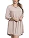 LARACE Women's 3/4 Sleeve Plain Swing Flowy Casual Loose T-Shirt Dresses X-Large Beige