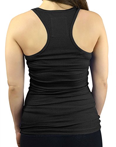 Belle Donne Women's Tank Top Racerback Rib Tank Top Plus Size -Black/XL - Thumbnail 3