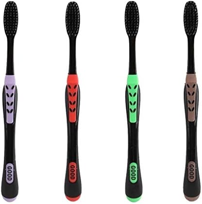 Vkospy 4pcs Adults Bamboo Charcoal Toothbrush Anti-slip Handle Soft Bristle Brush Oral Hygiene Supplies