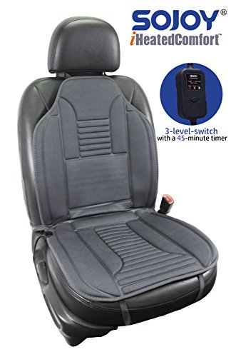 Sojoy Universal 12V Heated Car Seat Heater Heated Cushion Warmer High/Medium/Low Temp Switch, 45 Minute Timer (Gray) - Thumbnail 2