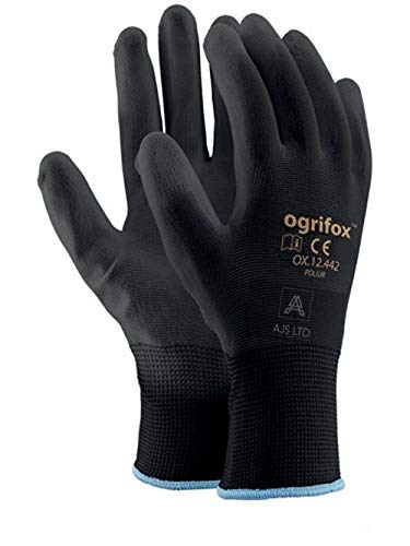 24 Pairs PU Coated Black Nylon Work Gloves. Gardening, Builders, Mechanic