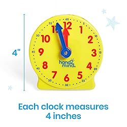 hand2mind Mini Geared Clock, Telling Time Teaching