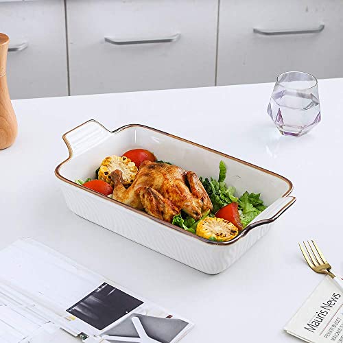 KOOV Bakeware Set, Ceramic Baking Dish Set, Rectangular Casserole Dish Set,  Lasagna Pans for Cooking, Cake Din